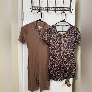 Better Be Solid Brown and Leopard Print Jumpsuits Shorts
